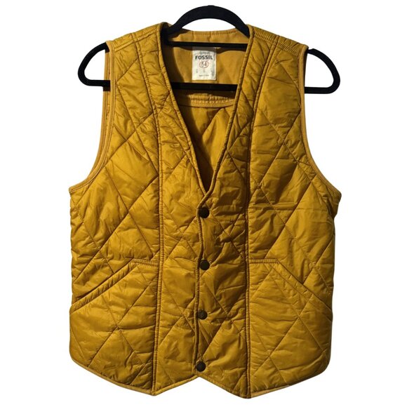Fossil 54 Quilted Mustard Snap Vest – Size Small – Like New - Picture 5 of 14
